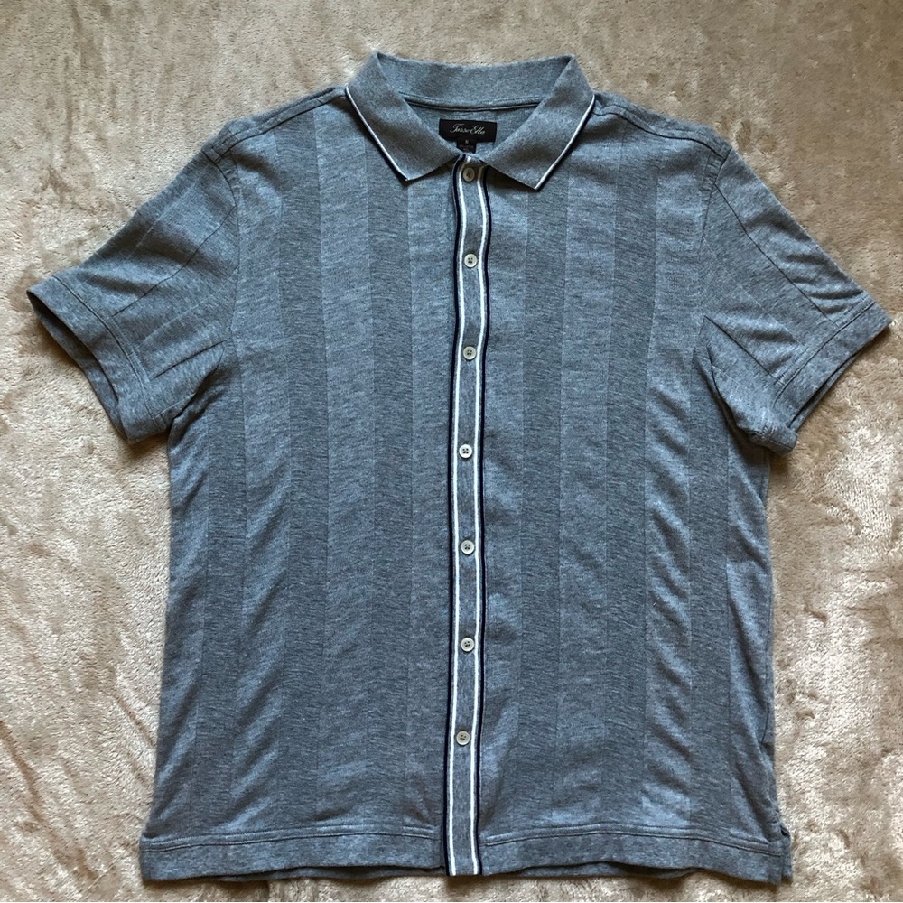 Tasso Elba Textured Striped Button Down